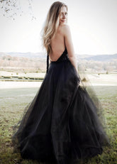 Leila | Bold Black Wedding Dresses for Modern Brides with Timeless Style - Black - PromDressClub